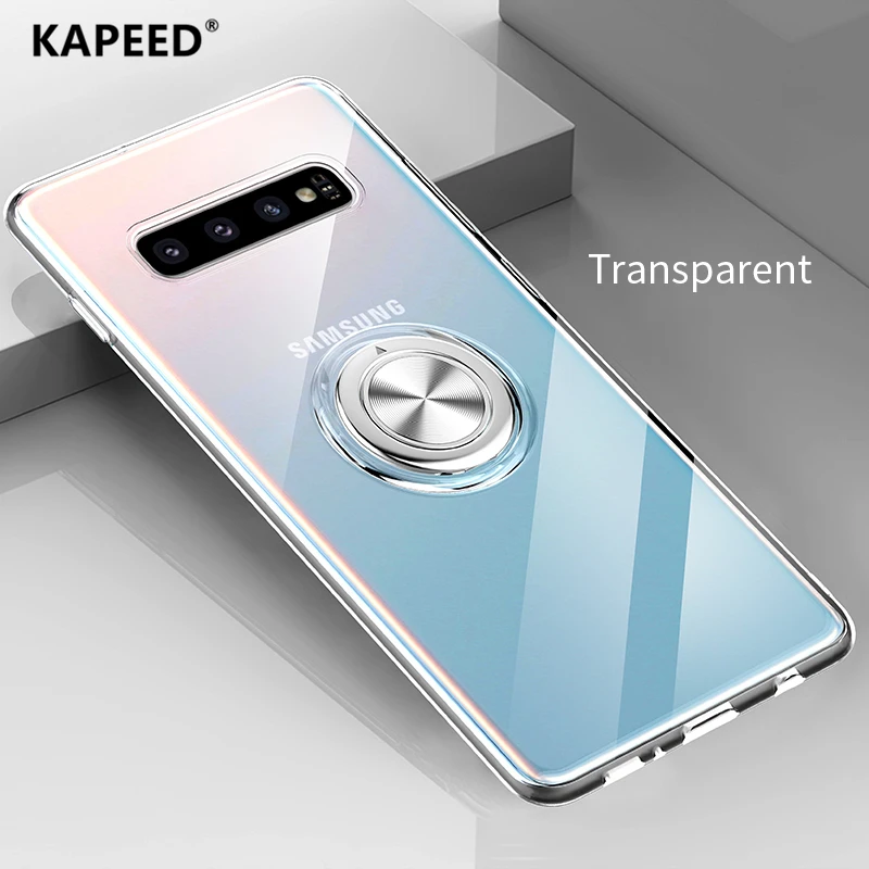 

For Samsung Galaxy S10 S9 S8 Plus Magnetic Ring Transparent Soft Silicone Phone Cover Case For Samsung Galaxy Note 8 9 S10e Coqa