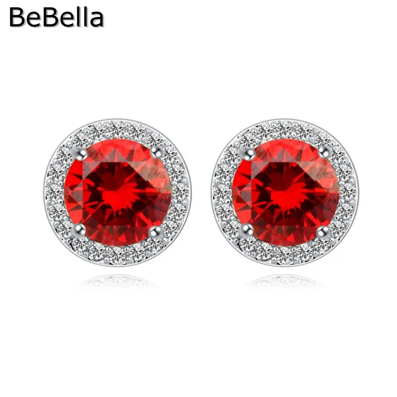 

3 Colors Classic Round Shape Woman Stud Earrings Made With High Quality Zirconia For Wedding Jewelry