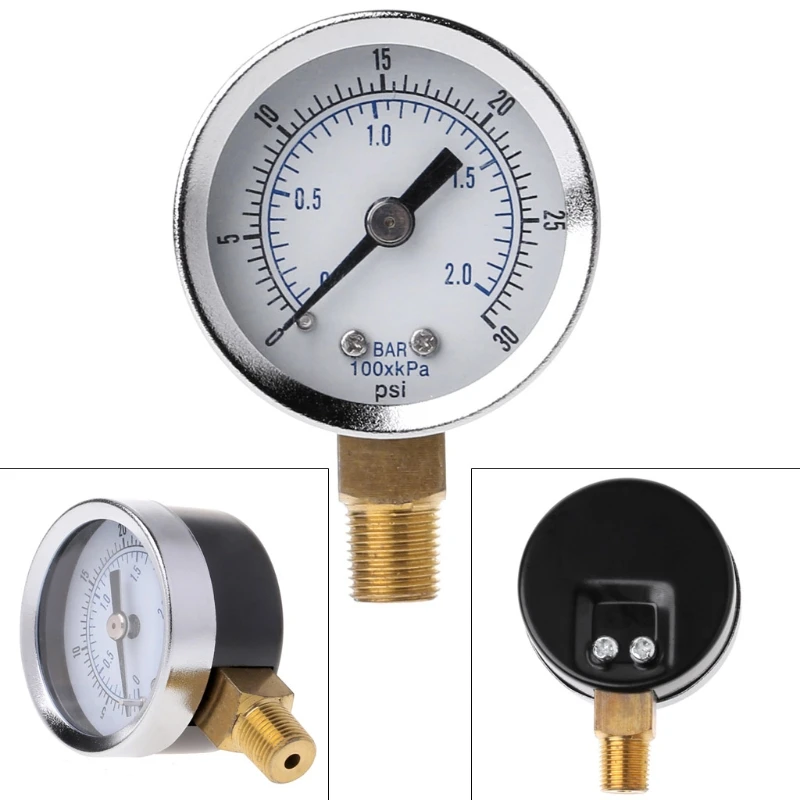 

1/8" NPT Pressure Gauge Air Compressor Hydraulic Pressure Gauge 0-30PSI Bottom Mount Hydraulic Air Pressure Gauge Tester