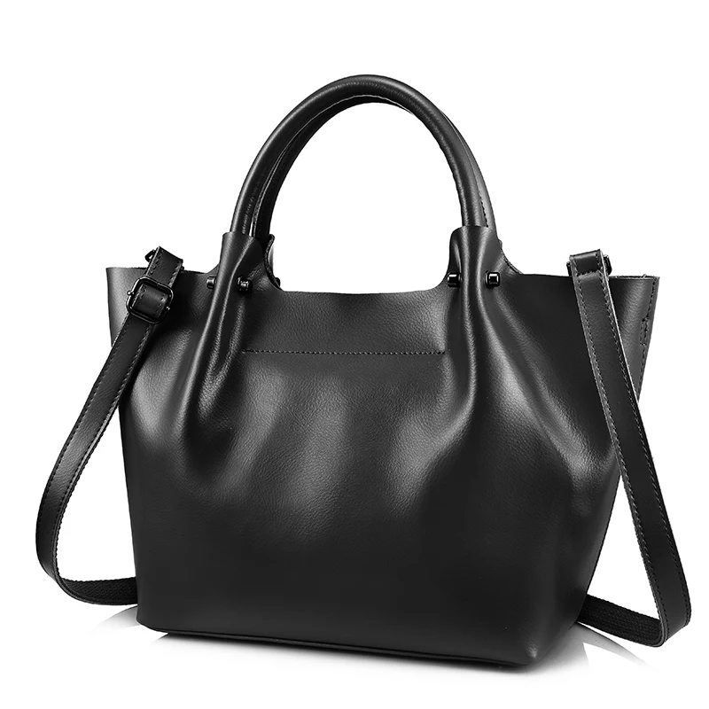 REALER вместительная сумка женская из высококачественной сплит-кожи,женская сумка через плечо на ремне, ручная сумочка с короткими ручками высокого качества,дамские сумки мешок,большая кожаная сумка хобо для женщин - Цвет: Black