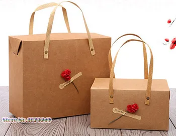 

kraft paper gift Handle box package, Paper Favor Bag Cupcake Packing Cake Boxes Gift Box with handle kraft nuts box 100pcs/lot