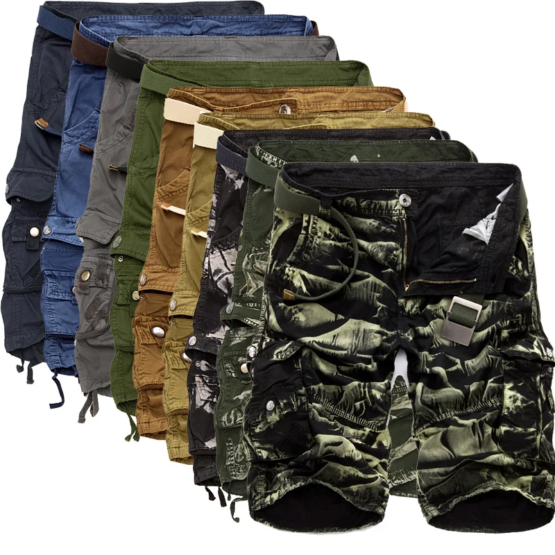 

Mens Military Shorts 2017 Summer Camouflage Cargo Shorts Men Cotton Loose Casual Short Pants No Belt