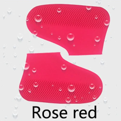 rose red 008 Многоразовые дождевые бахилы водонепроницаемые резиновые противоскользящие дождевые сапоги дождевик силиконовый чехол для обуви эластичные уличные инструменты - Цвет: rose red 008