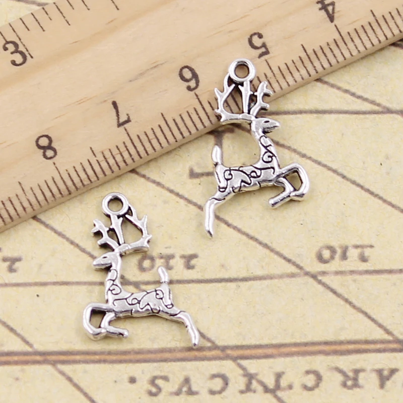 

20pcs Charms Christmas Sika Deer 22x14mm Tibetan Bronze Silver Color Pendants Antique Jewelry Making DIY Handmade Craft