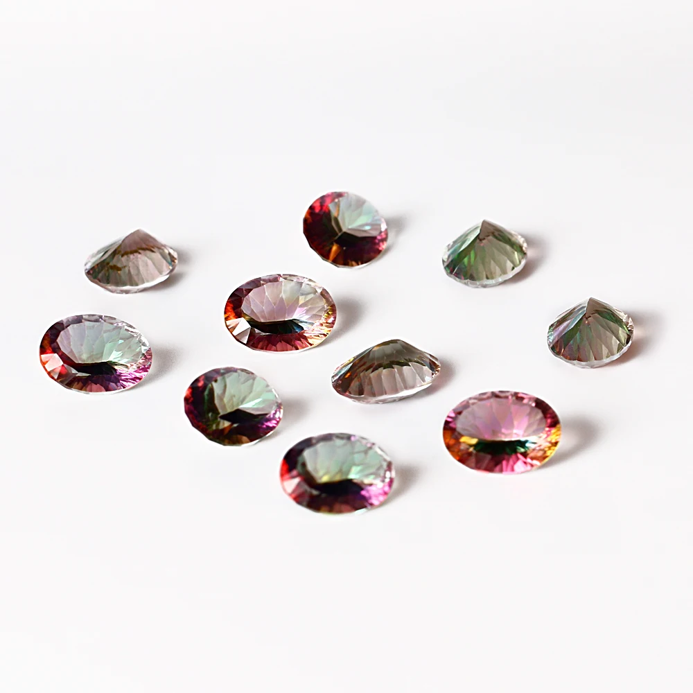 

6.5-7.5ct Multicolor 12x16MM Natural Mystic Rainbow Topaz High Quality Oval Loose Gemstone DIY Jewelry Gifts 10 pcs/lot Hotsale