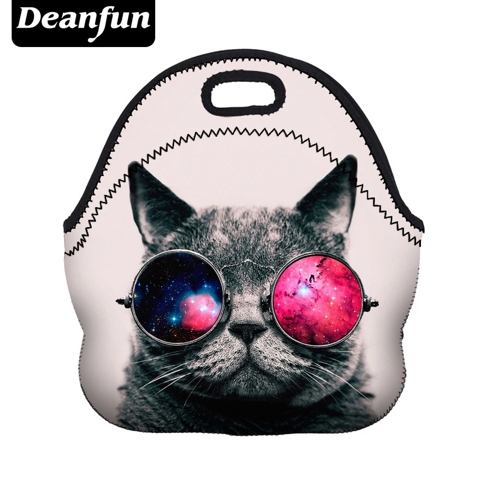 Сумка для ланча Deanfun женщин 3D печатная сумка кошек из неопрена с молнией
