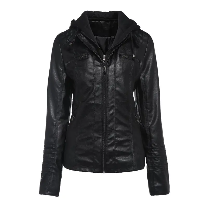 

Women Jackets Casual Winter Warm Office Lady High Street Plus Size Slim Hooded Solid Zipper Black Coats Female Goth Overcoats
