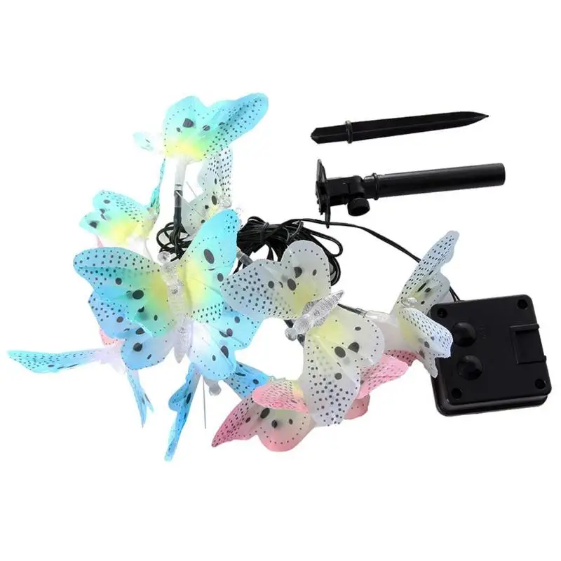 

12 LED Solar Powered Butterfly String Lights Waterproof Holiday Christmas Party Lamp Decoration Outdoor Garden Holiday Lights