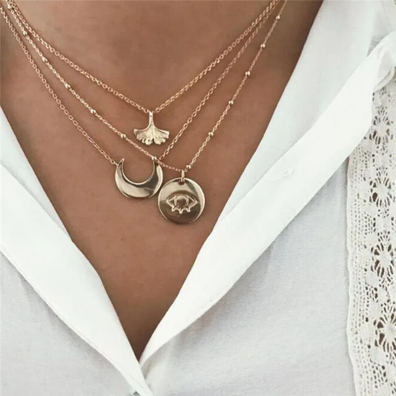 

Retro-Sculptured Coin Gold Silver Necklace Pendant Necklace Jewelry Multi-Layer Pendant Long Necklace Best Gift N40