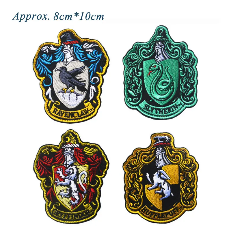 

Harry Potter Patches Hogwarts Slytherin Embroidered iron on patch stripes Badge with hook & loop for clothes