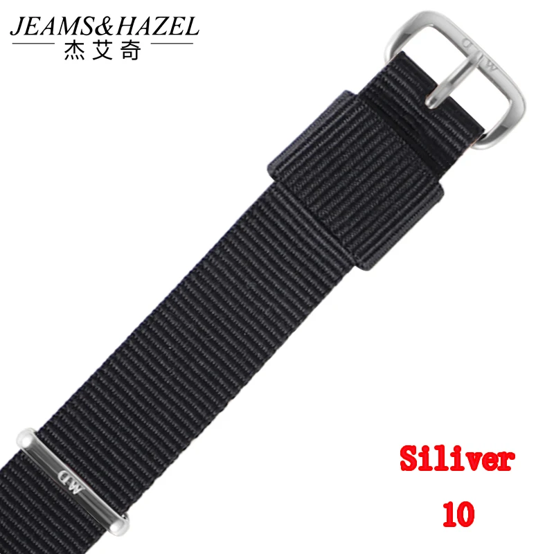 JH высококачественные ремешки для часов dw, модные черные ремешки для часов для мужчин и женщин, 20 мм, 18 мм ремешки для часов daniel wellington - Цвет ремешка: 10 Silver