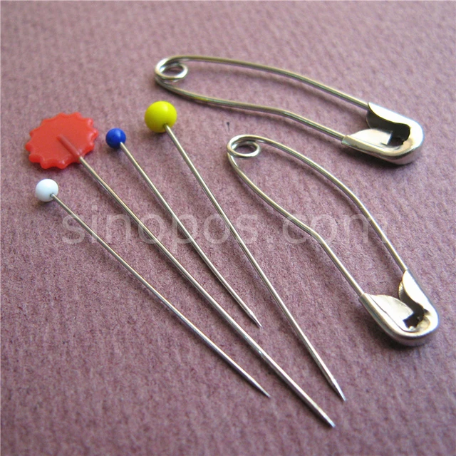 Quilting Pins Kit 250 pcs, steel curved safety basting pins + glass head  quilt needles + flower headed quilter's spotting pins