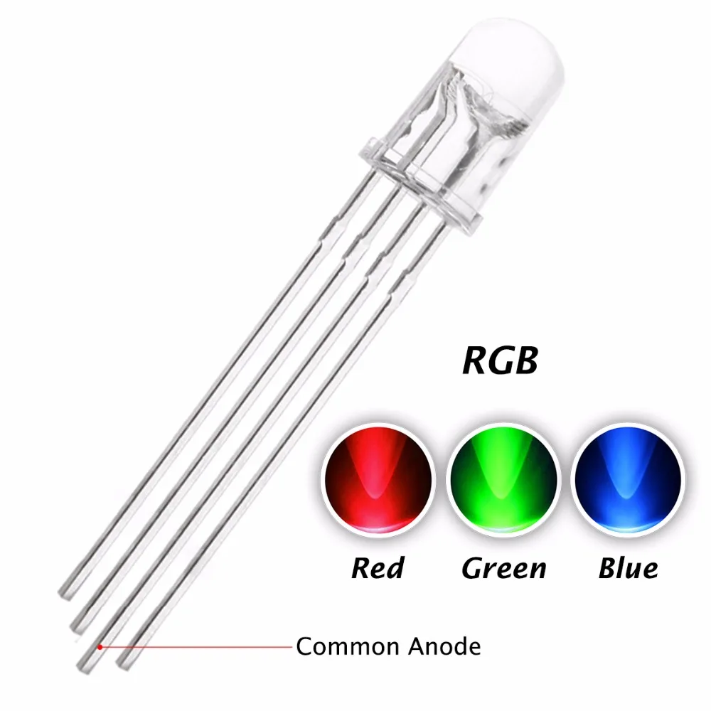 100 шт./лот многоцветный 4pin 5 мм RGB светодиодный диодный светильник Трехцветная круглая посылка Общий Анод Rgb светодиодный Светодиодный светильник 5 мм светодиод