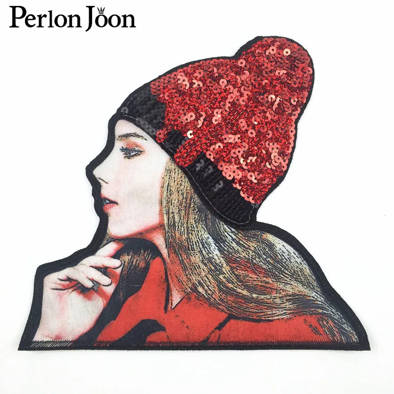 Classic Sequin Red Hat Girl Patch Applique Sewing in T-shirt Dress Bag TP001 | Дом и сад
