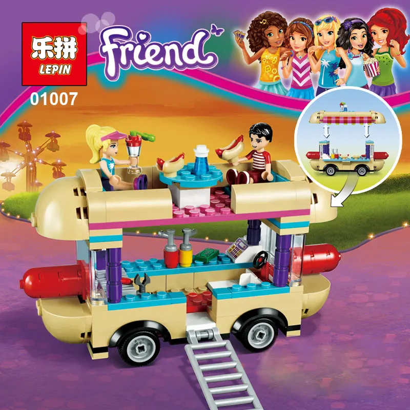 

lepin 01007 Girl Friend Amusement Park Hot Dog Van Building Blocks set Kids Bricks Gift Toys friends 41129  Compatible with lego