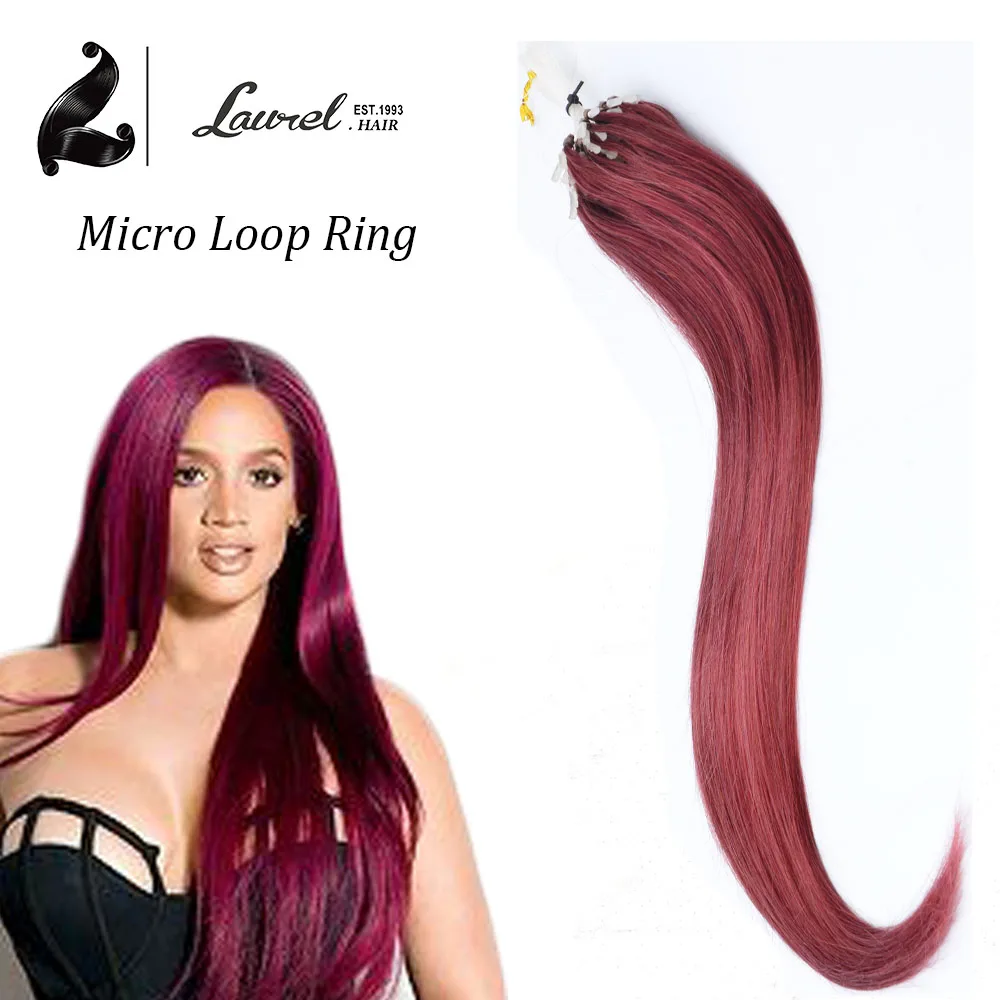 Red Cheap Loop Micro Ring font b Hair b font Extensions Silky font b Straight b