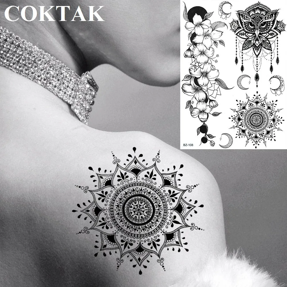 COKTAK Mandala Henna Flower Arm Tattoos For Girls Women 