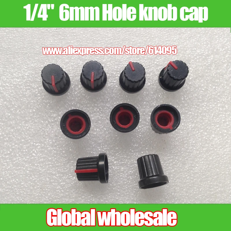 

10 Pcs 6mm Shaft Hole Dia Plastic Threaded Knurled Potentiometer Knobs Caps red 1/4" Instrument Sound Adjustment Switch Knob