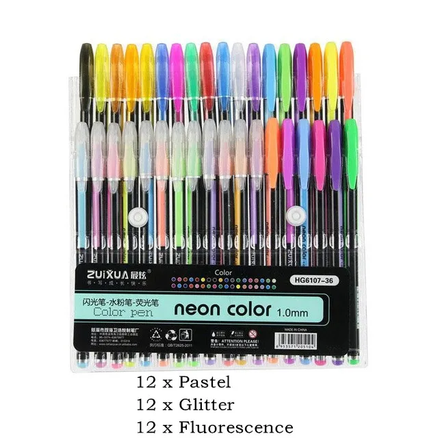 Набор гелевых ручек Umitive 48 цветов, блестящая гелевая ручка для взрослых, раскрашивающие книги, дневники, рисование, рисование, Рисование для детей, рисование - Цвет: 36 colors
