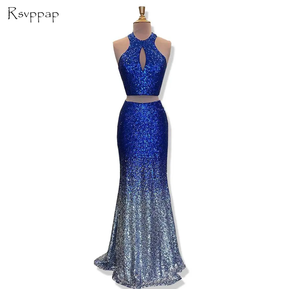 Long Glitter Prom Dresses 2018 Mermaid Scoop Sleeveless
