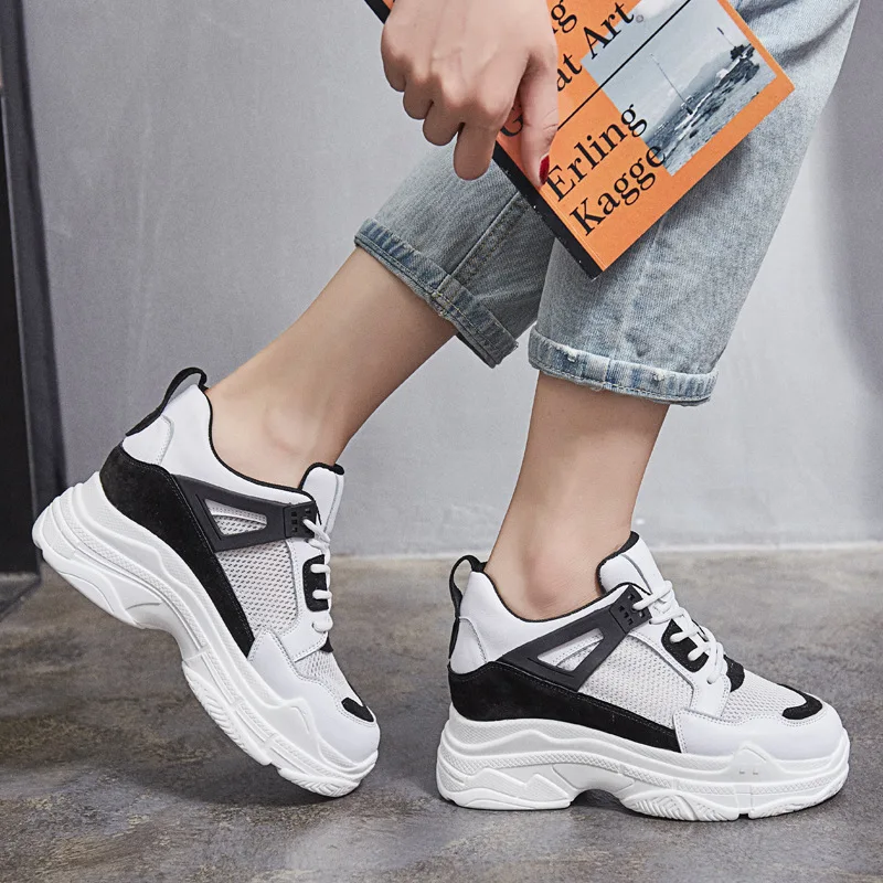 

Jookrrix 2018 New Fashion Brand Girl Casual White Shoes Women Sneaker Mesh Lady Leisure Shoes Youth Cross-tied Shallow Heighten