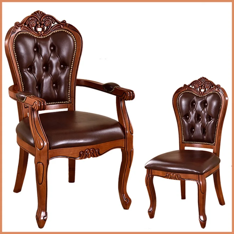 European solid wood dining chair hotel coffee chairs study armchairs classic desk chairs