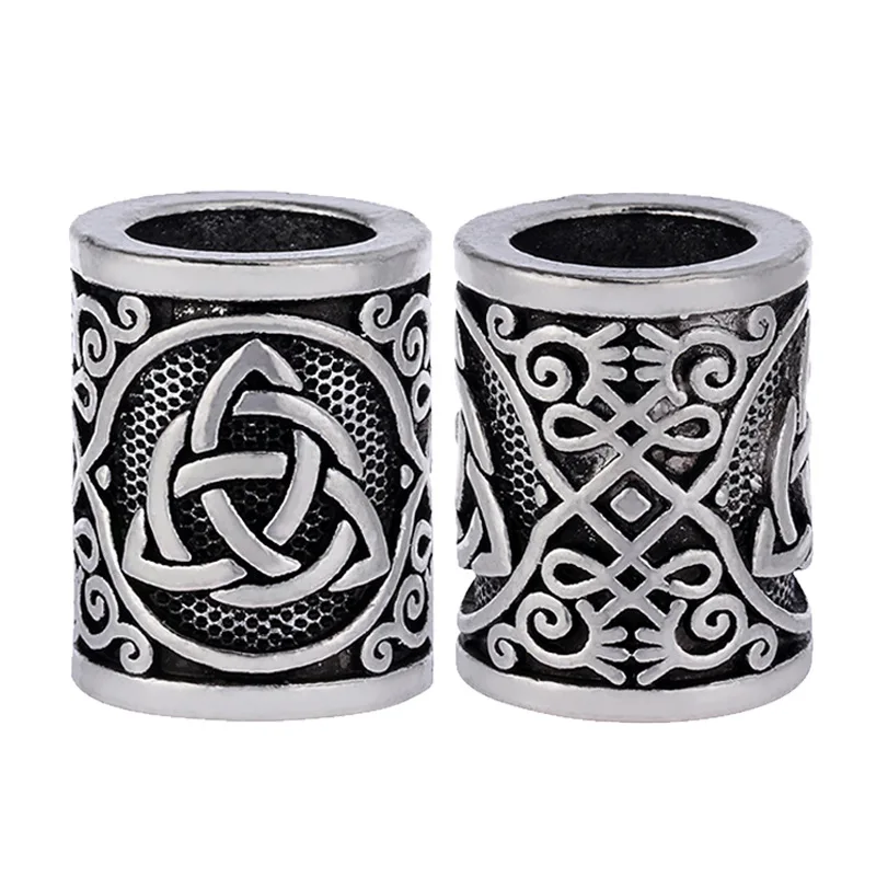

1pc Vintage Antique Silver Hair Braid Beard Dreadlock Beads Rings Tube Viking Rune Charm Pendant for DIY Necklace Jewelry Making