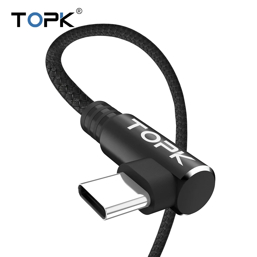 

TOPK 1M 90 Degree L Type USB Type C Cable For Samsung Galaxy S8 Xiaomi Mi6 Type-C Data Charging Cable USB C Phone Cable