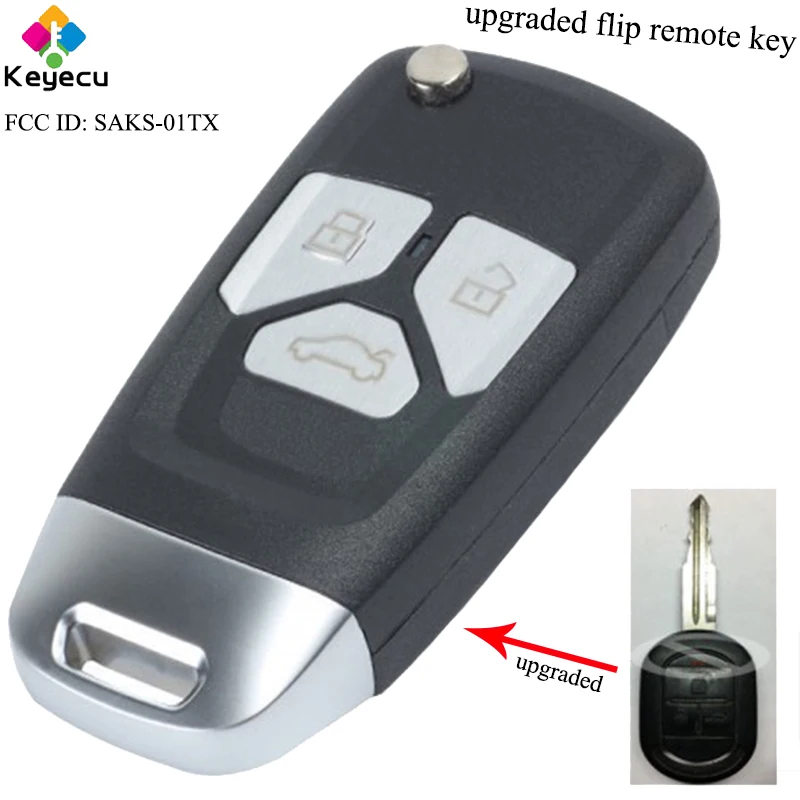 

KEYECU Upgraded Flip Remote Car Key With 3 Buttons & 433.92MHz & 4D60 Chip - FOB for Chevrolet Optra Lacetti FCC ID: SAKS-01TX