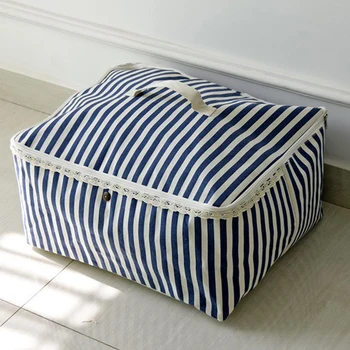 

Household Storage Bag Stripe Pattern Foldable Storage Bags For Clothes Quilt Closet Sweater Organizer Box Pouches Gadget