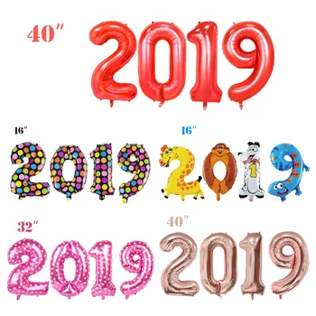 

1pc 16/32/40inch rose gold Number Balloon Blue Black Red digital Foil Balloons Baby Shower Happy new year 2019 Wedding air balls