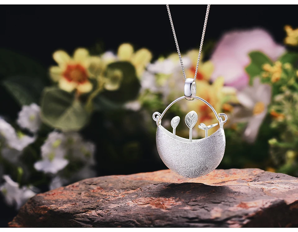 Lotus Fun Настоящее 925 пробы серебряные ювелирные изделия ручной работы мой маленький сад дизайн кулон без ожерелья для женщин Acessorios