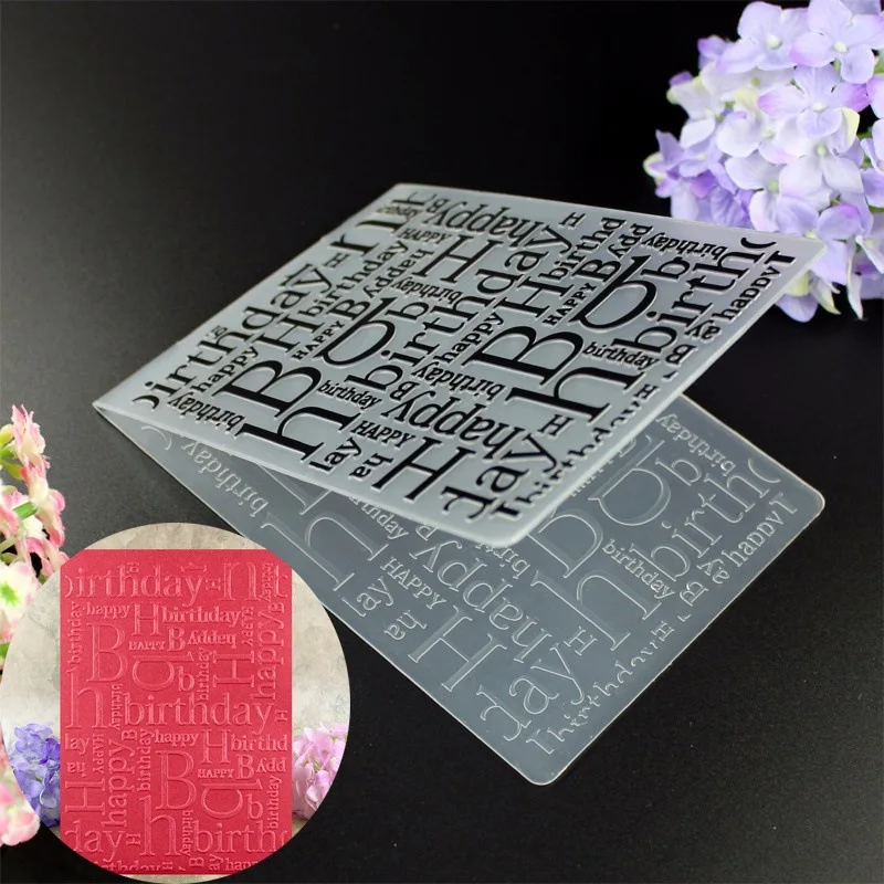 

Happy Birthday Plastic Embossing Folders Handmade DIY Birthday Card Decoration Supplies Cutting Die And Embossing Die-cutting