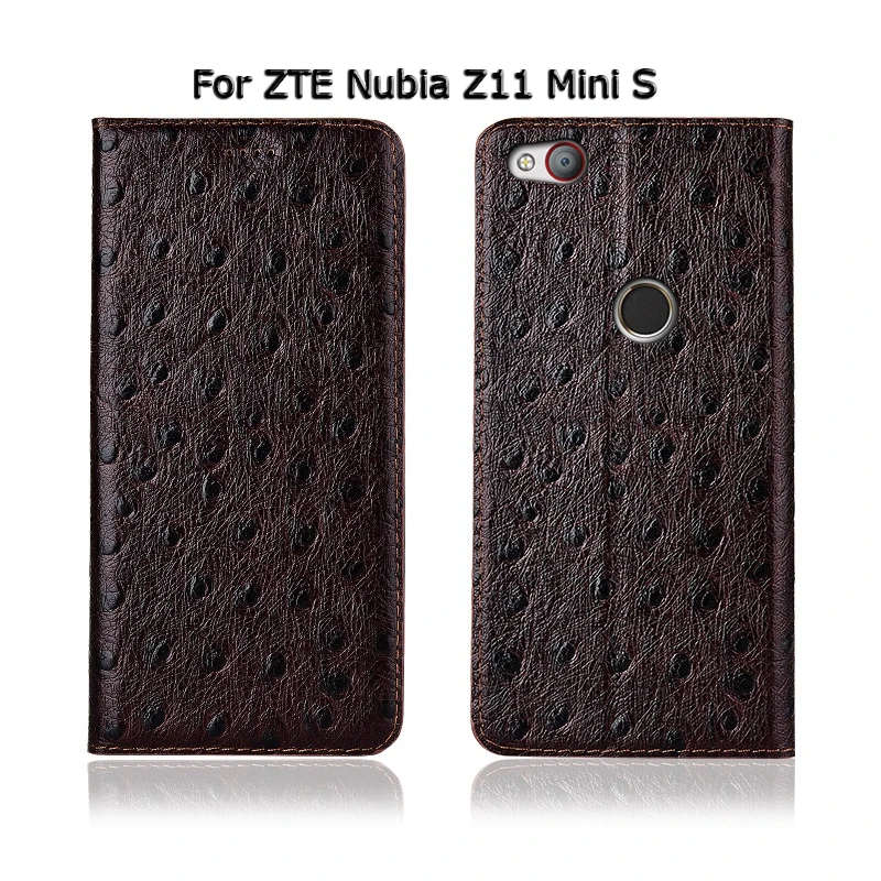 Страуса текстуры натуральная телячья кожа чехол для zte Nubia Z9 Z11 мини S максимальный чехол Подставка для телефона с магнитной защелкой в живописном исполнении
