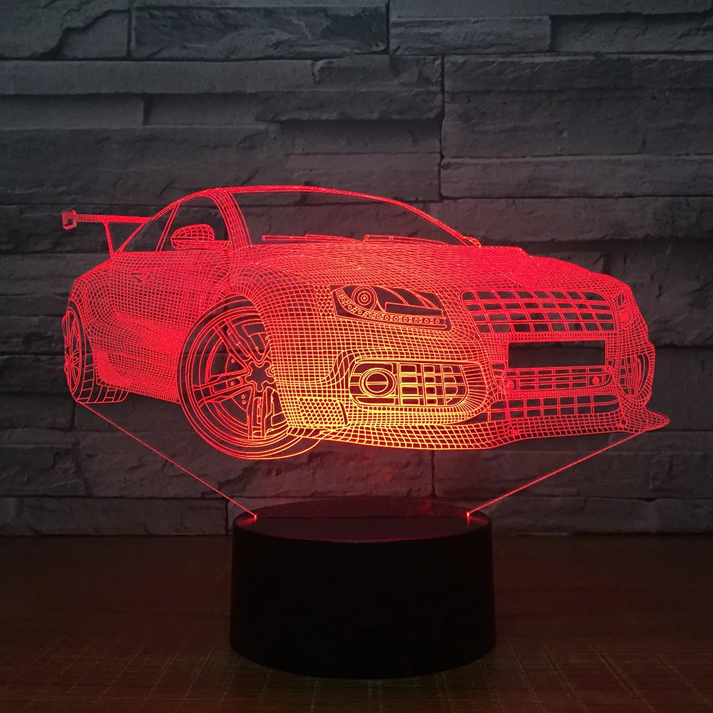 Racing Sport Car 3D Night Light Touch Switch 7 Color Changing LED Table Lamp 5V USB Home Bar Art Decoration Bedside Lights | Лампы и