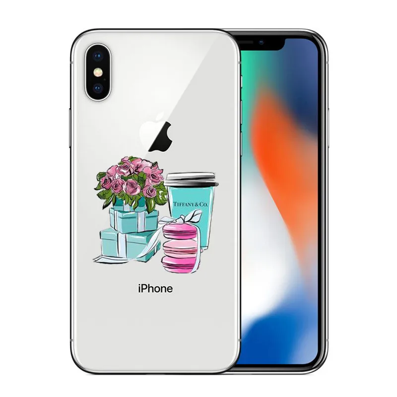 Модный чехол в синей коробке для девочек iPhone X, 8, 7, 6, 6s Plus, 5, 5S, SE, XR, XSMax, жесткий чехол для телефона с котом и кофе - Цвет: Бежевый