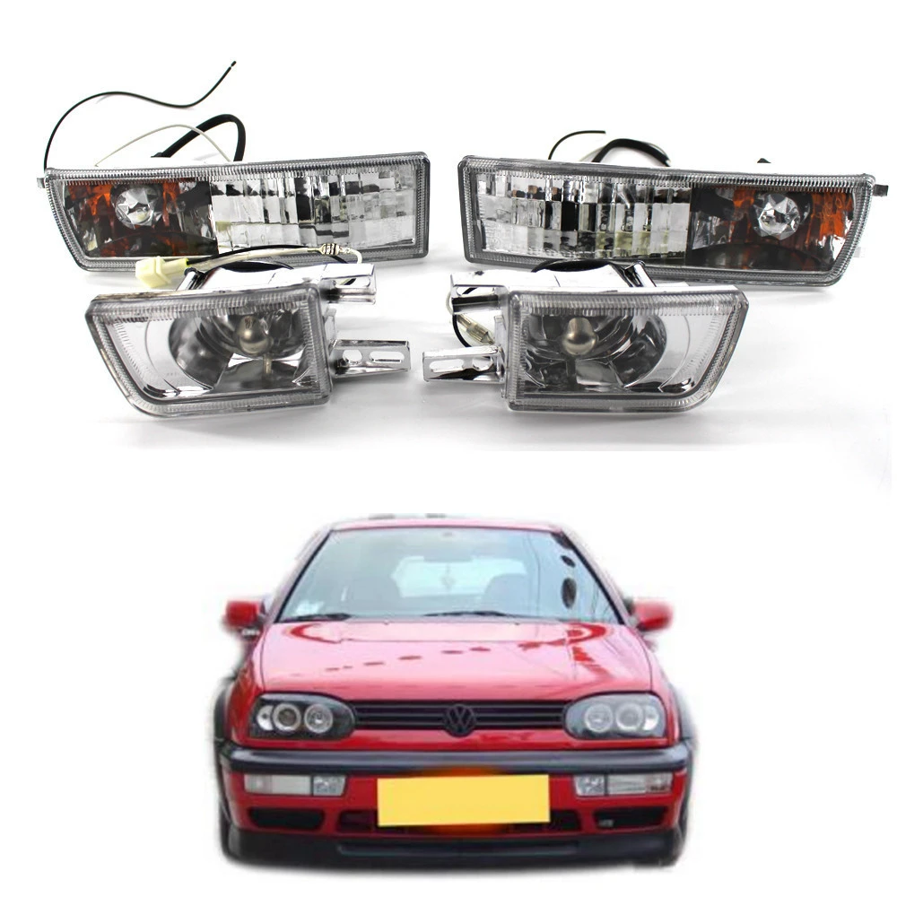Front Fog Light Steering Lamp Turn Signal Lamp Kit For VW Golf 3 Jetta