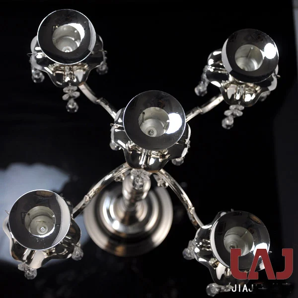 H50cm Металл Кристалл Декоративные Серебро 5-рука свадебные канделябры подсвечники подсвечник 2026