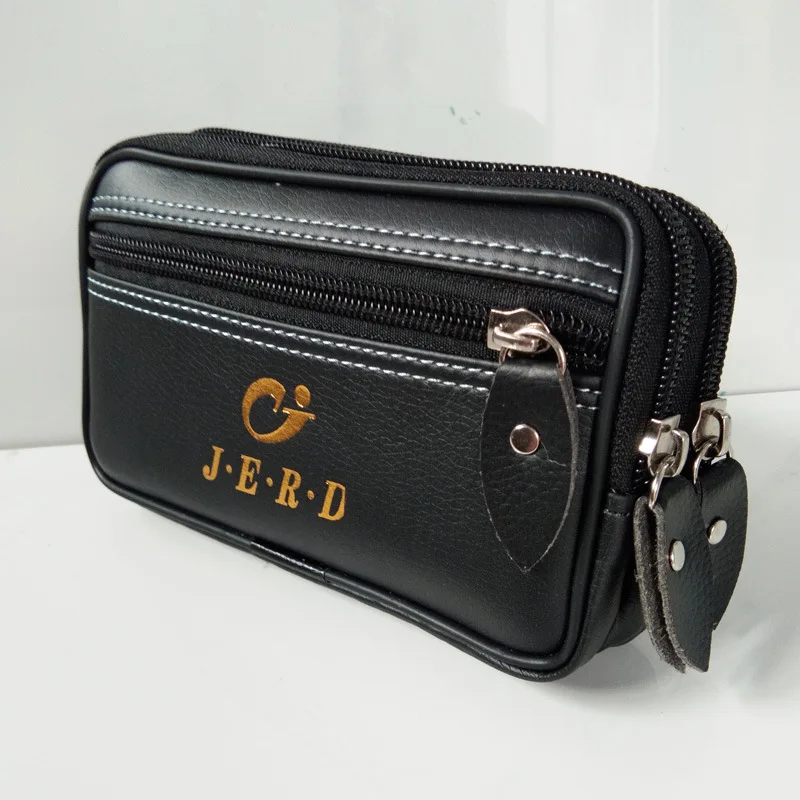 Waist Packs  Patent Leather Men Mobile Phone Bag Fashion Belt Pocket Male Coin Waist Packs