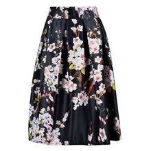 Женская плиссированная юбка с цветочным принтом и высокой талией, длина до колена, весна-лето, эластичная талия, элегантные винтажные повседневные юбки