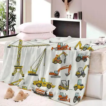 

excavator Soft Thin Nap blanket Velvet Plush Beach Towel For Children Blanket Throws Summer bedsheet Travel Dropship Custom