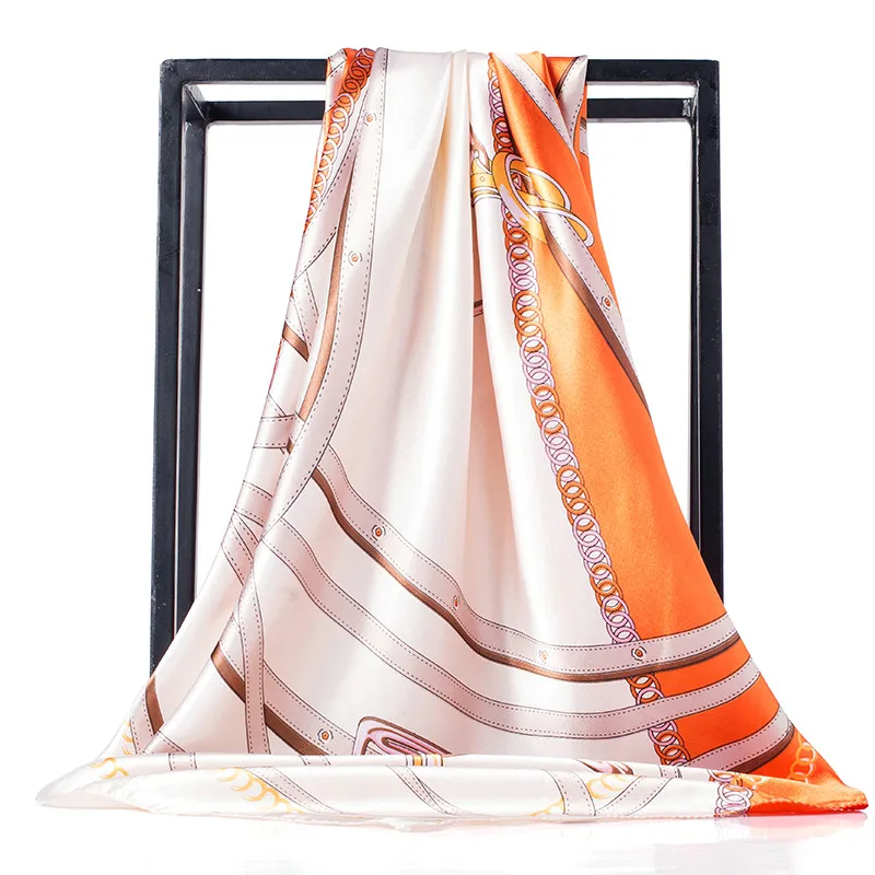 O CHUANG женский большой квадратный шелковый шарф с принтом 90*90 см, модные весенние и осенние атласные шелковые шарфы из полиэстера, Женская шаль - Цвет: C11