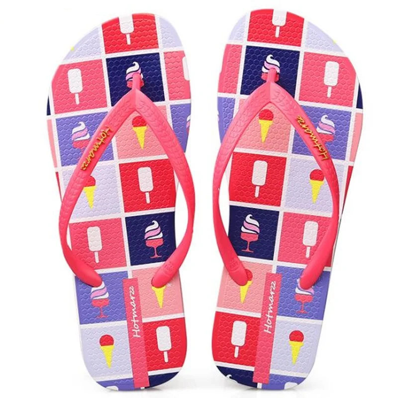 New Women Designer Flip Flops Fashion Slippers Summer House Shoes Beach Sandals Pantufa Ice Cream Bathroom Slippers