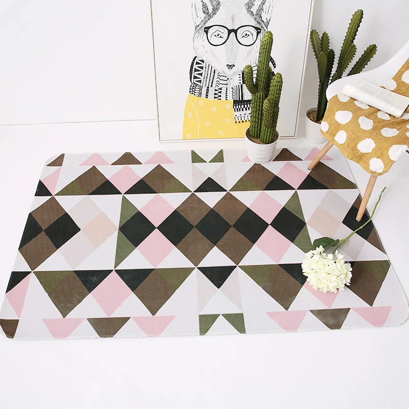 Современный простой геометрический серый/зеленый/розовый ковер абстрактный дизайн нескользящий моющийся прочный коврик мягкий и уютный ковер