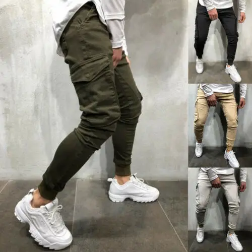 

Men Cotton Elastic Long Trousers Military Army Cargo Pencil Pants Men Leggings