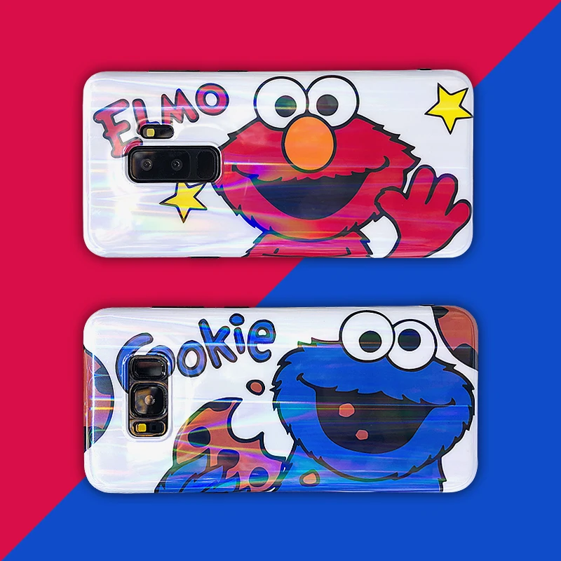 Cute Cartoon Elmo Monsters Cookie Glossy Soft Silicon Cover For Samsung Note9 S7 Edge S8 S9 PLUS Note8 capa coque |