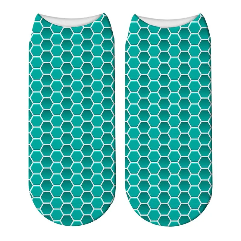 Харадзюку геометрические 3D печати kawaii Носки Женские Kawaii милые повседневные популярные лодыжки Gracioso носки искусство смешные носки 5ZJQ-ZAS05 - Цвет: Style4