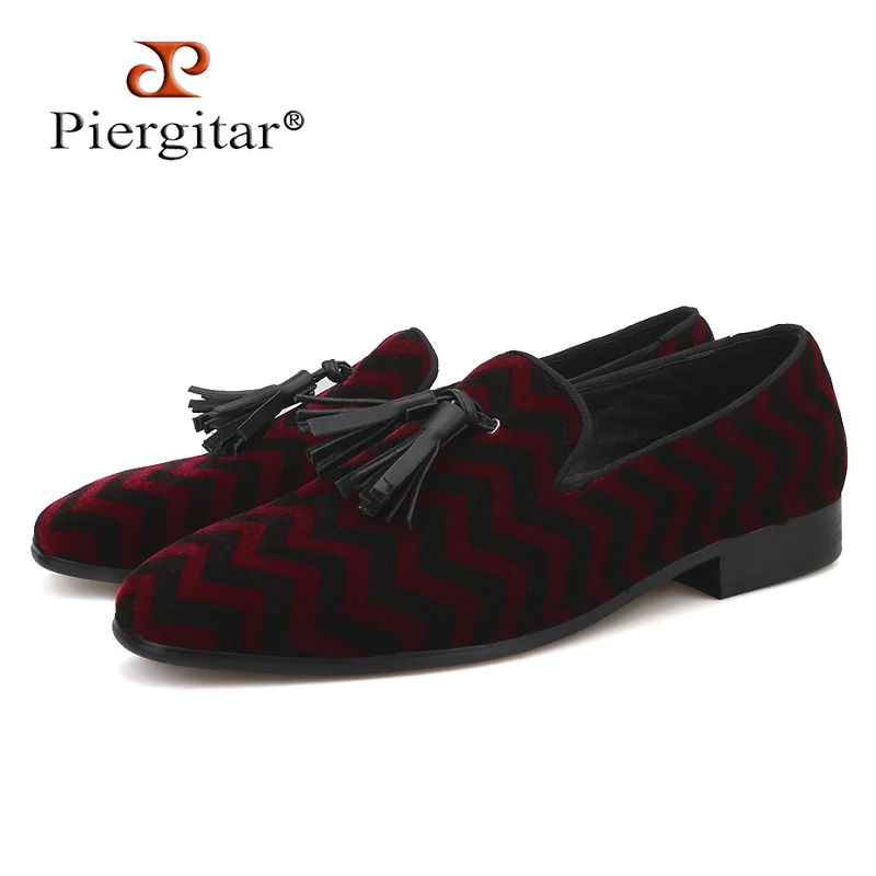 azul De Terciopelo Marino Patrón Boda Cuero Piergitar Los Cuadros Mocasines Zapatos Hombres Borla vino Negro Con Y Blanco Tinto Fiesta Mixto Vestido Color qf7wnx7t1