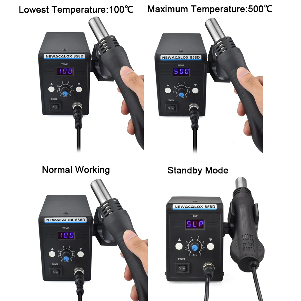 NEWACALOX 858D EU700W фена паяльная станция SMD Тепловая пушка паяльный инструмент терморегулятор сварочный ремонтный комплект