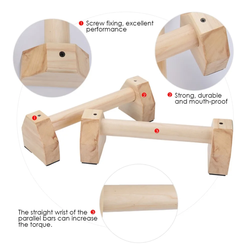 1 Pair Wooden Fitness Sport Push Up Stands Pushup Bars Gym Exercise Training Chest Bar Hand Grip Trainer For Body Building